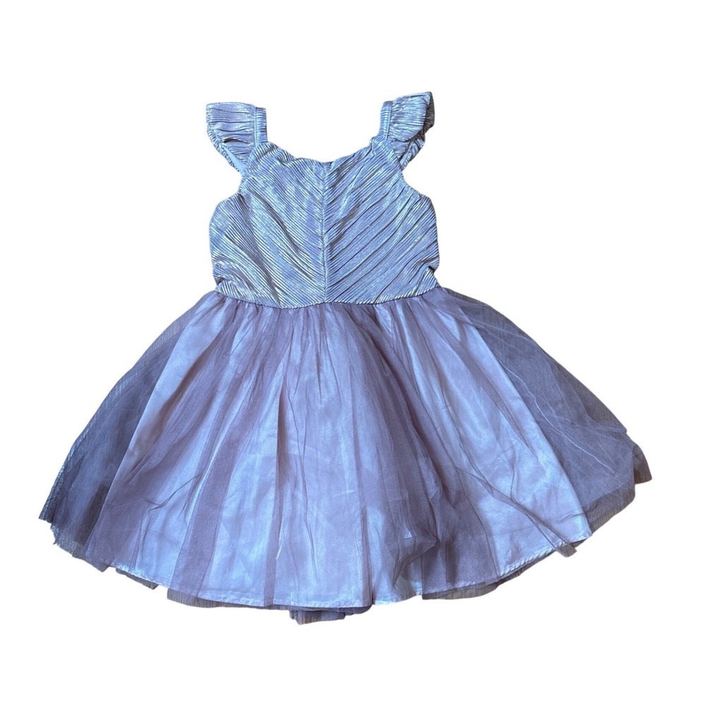 Berkley Jensen Party Dress Kids Pink Metallic Tulle Flutter Sleeve SIZE 12
